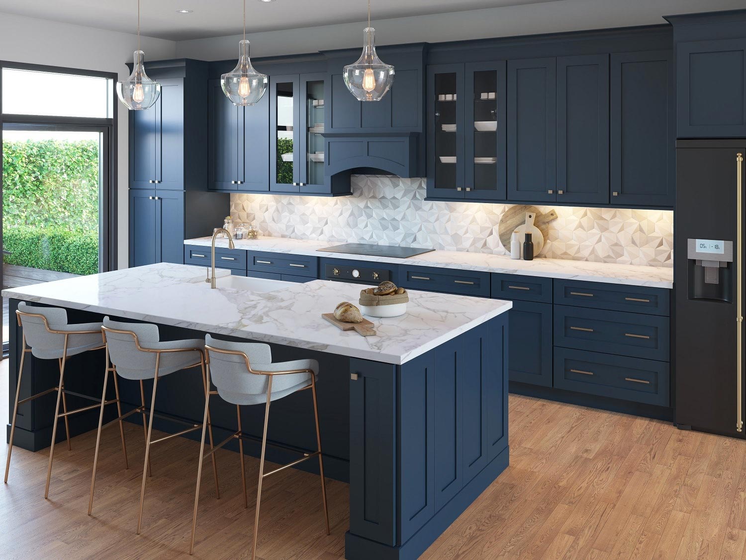 deep navy blue kitchen cabinets